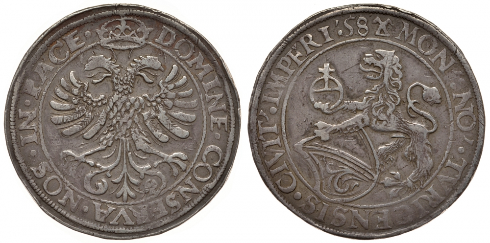 Швейцария, Цюрих 1 талер 1558 Davenport 8775, Divo 6E серебро 00-000-00