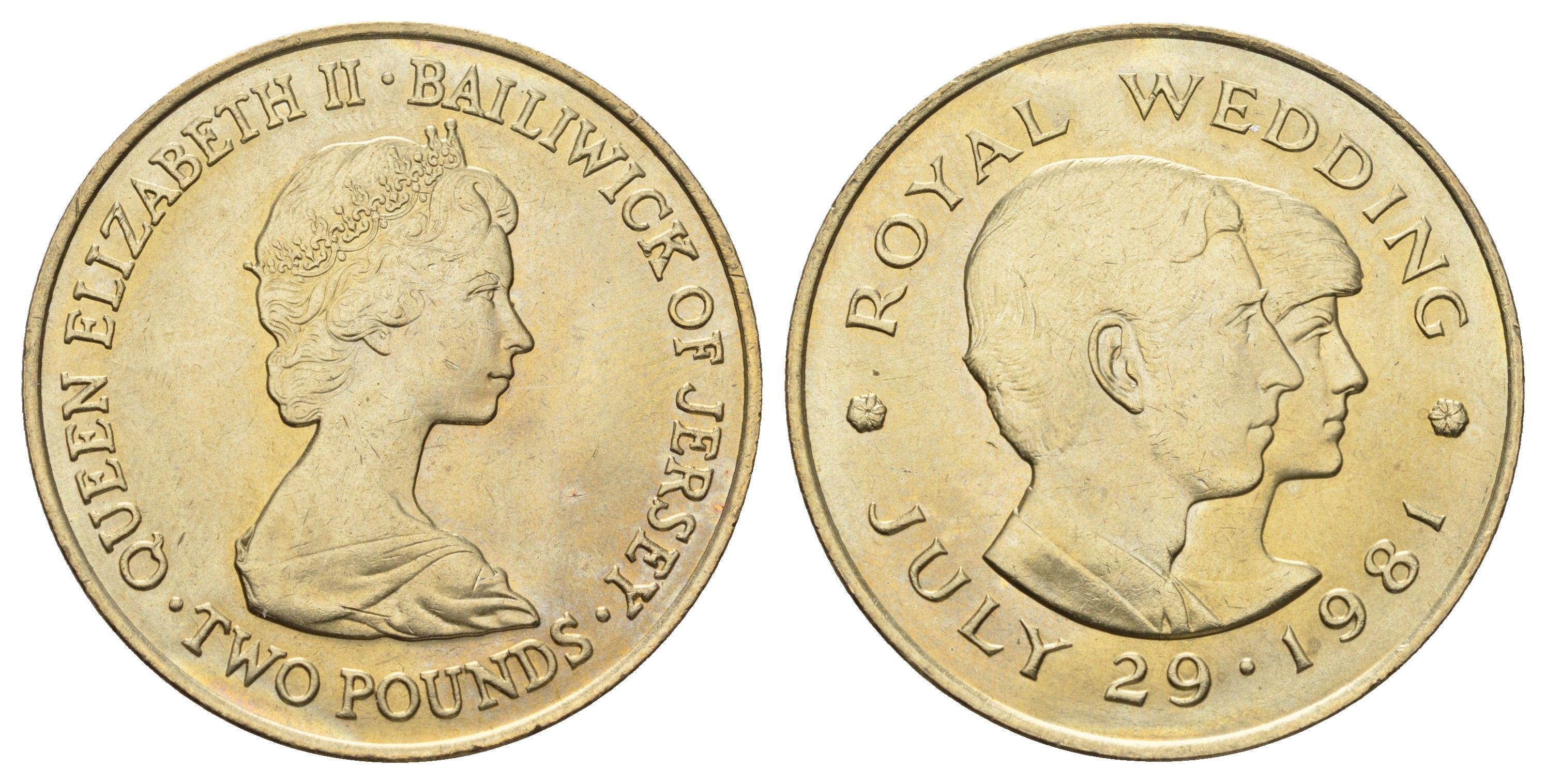 Джерси 2 фунта 1981 Свадьба Принца Чарльза и Леди Дианы KM 52 медно-никель BU 1066-7-23