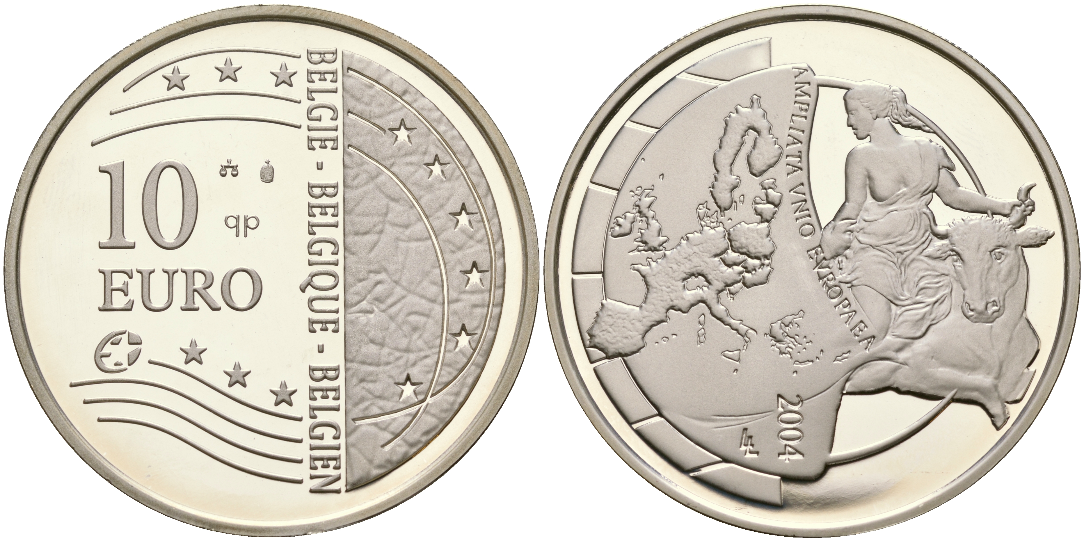 Бельгия 10 евро 2004 Расширение Европейского Союза KM 234 серебро PROOF 11-077-31