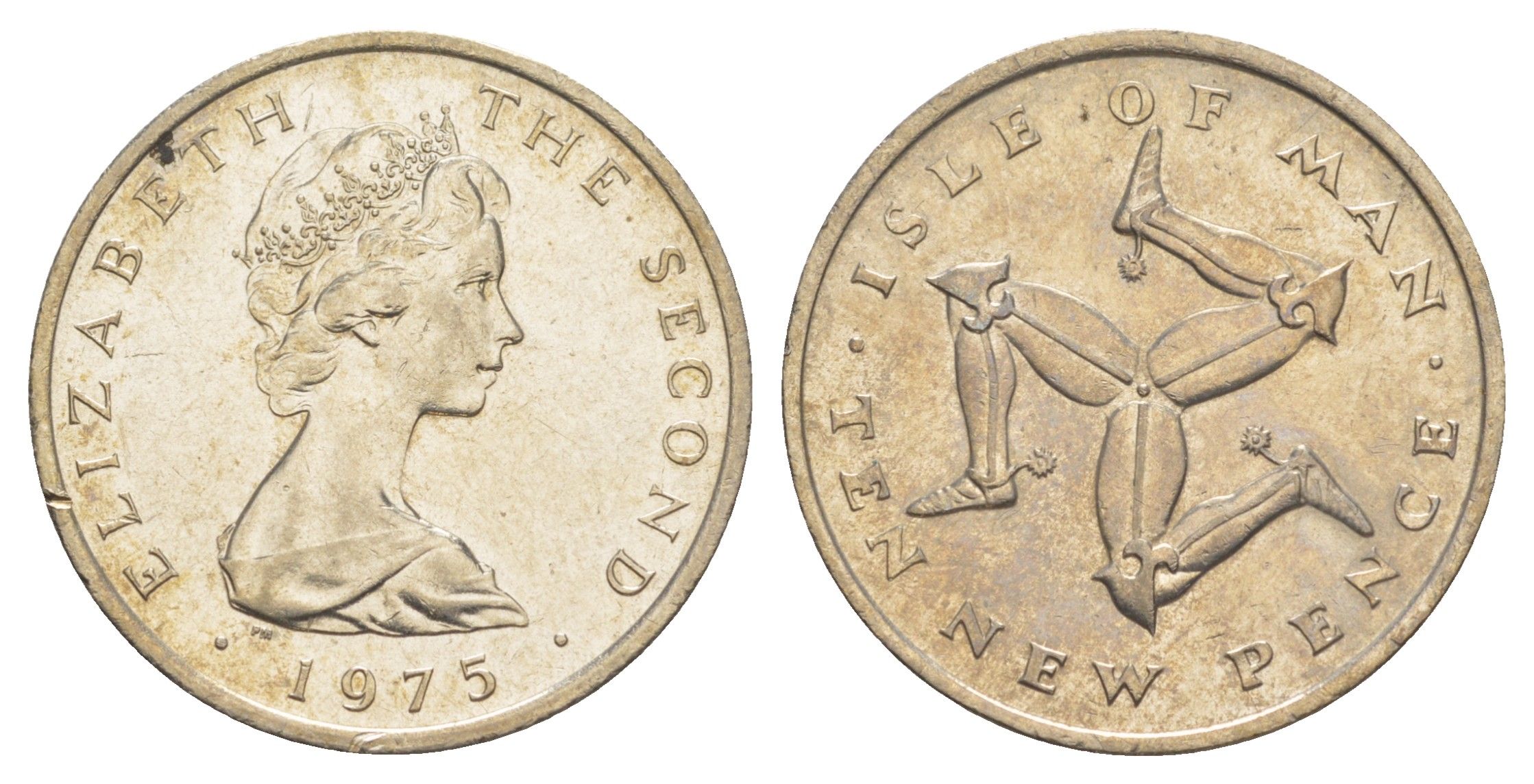 Остров Мэн 10 пенсов 1975 Елизавета II (1952-2022) KM 23 медно-никель aUNC 4648-216