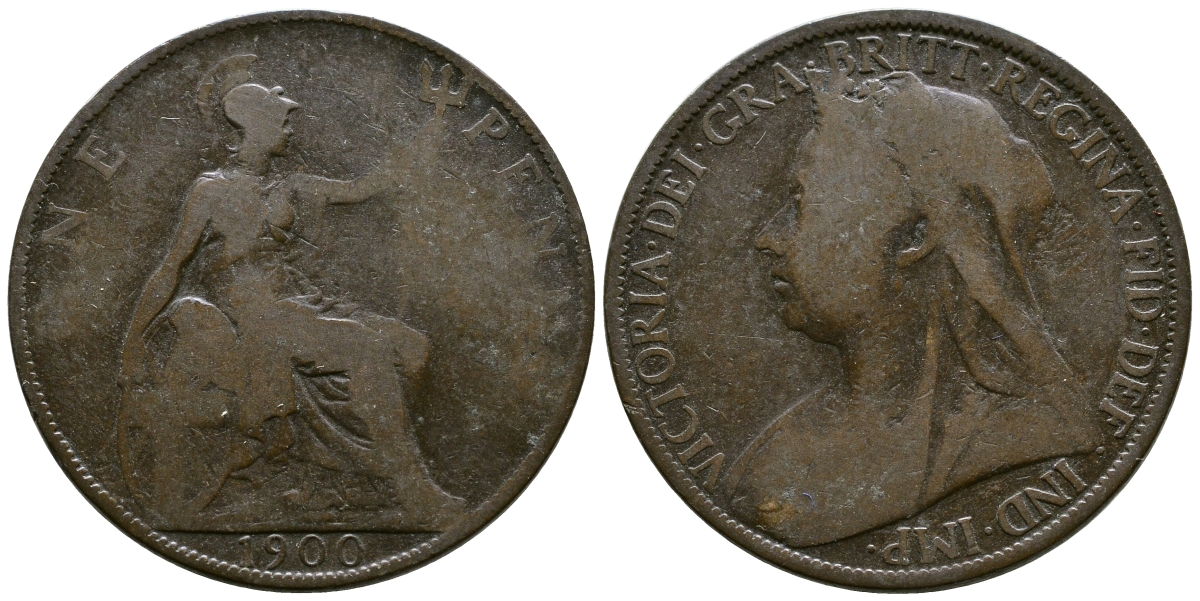 Великобритания 1 пенни 1900 Виктория (1837-1901) KM 790, Spink 3961 бронза 4680-445