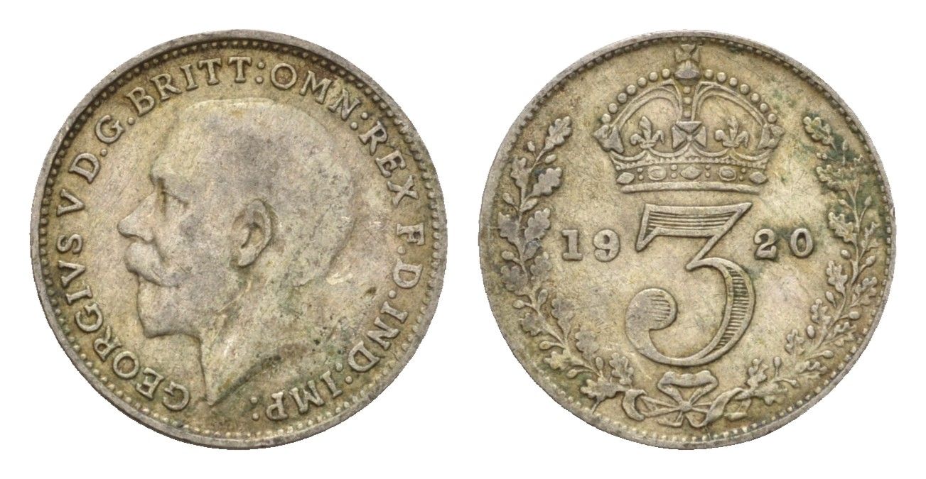 Великобритания 3 пенса 1920 Георг V (1910-1936) KM 813a, Spink 4016 серебро 4644-249