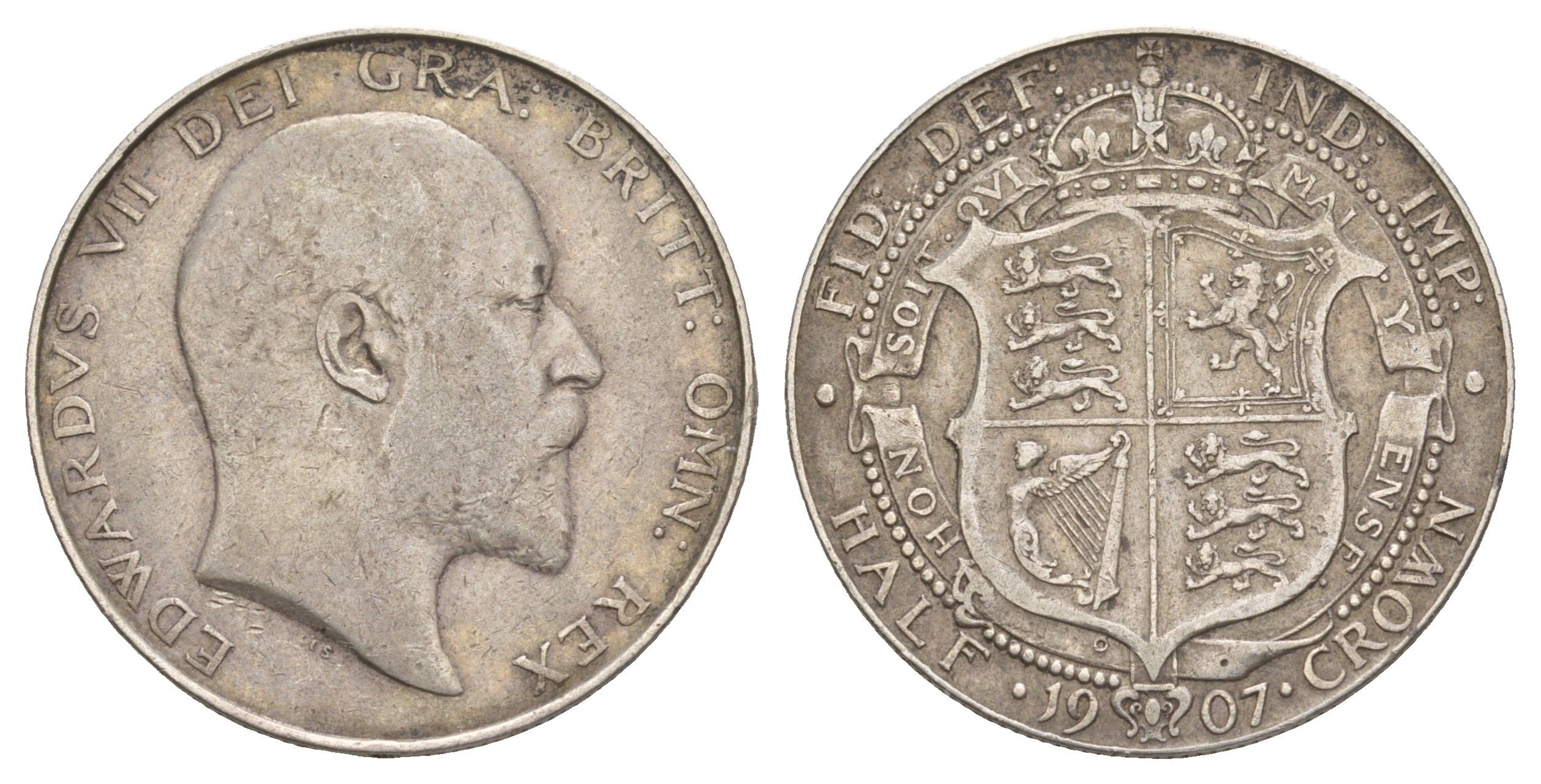 Великобритания 1/2 кроны 1907 Эдуард VII (1901-1910) KM 802, Spink 3980 серебро 1520-1441