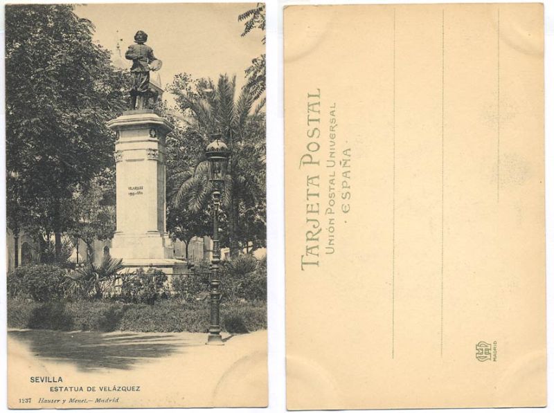 ИСПАНИЯ СЕВИЛЬЯ СТАТУЯ ВЕЛАСКЕСА до 1917 153-6-12