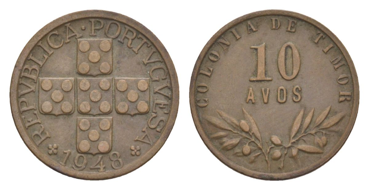 Португальский Тимор 10 аво 1948 KM 5 бронза 3711-1233