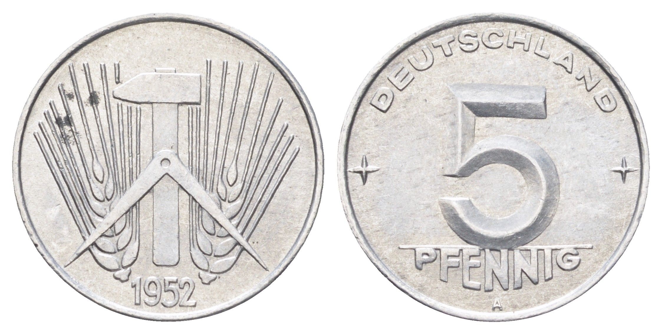ГДР 5 пфеннигов 1952 A KM 6 алюминий 4697-613