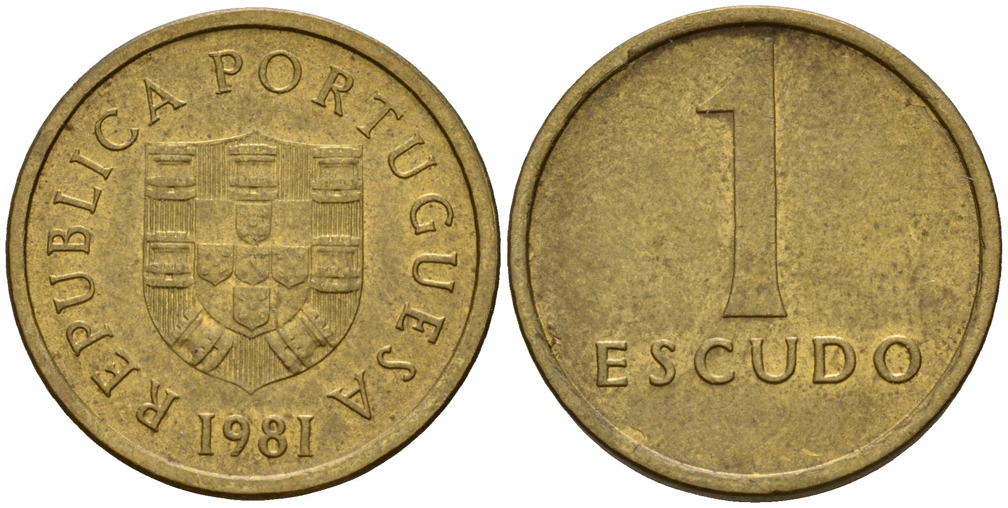 Португалия 1 эскудо 1981  KM 514 никель-латунь    4598-1253