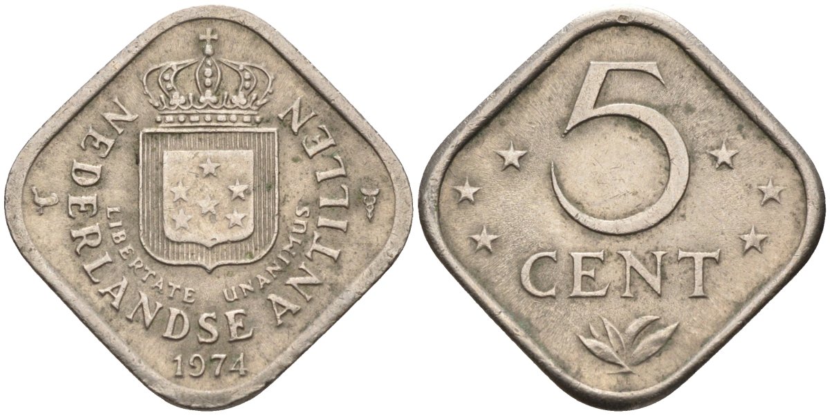 Нидерландские Антилы 5 центов 1971 Юлиана (1948-1980) KM 13 медно-никель 4586-734