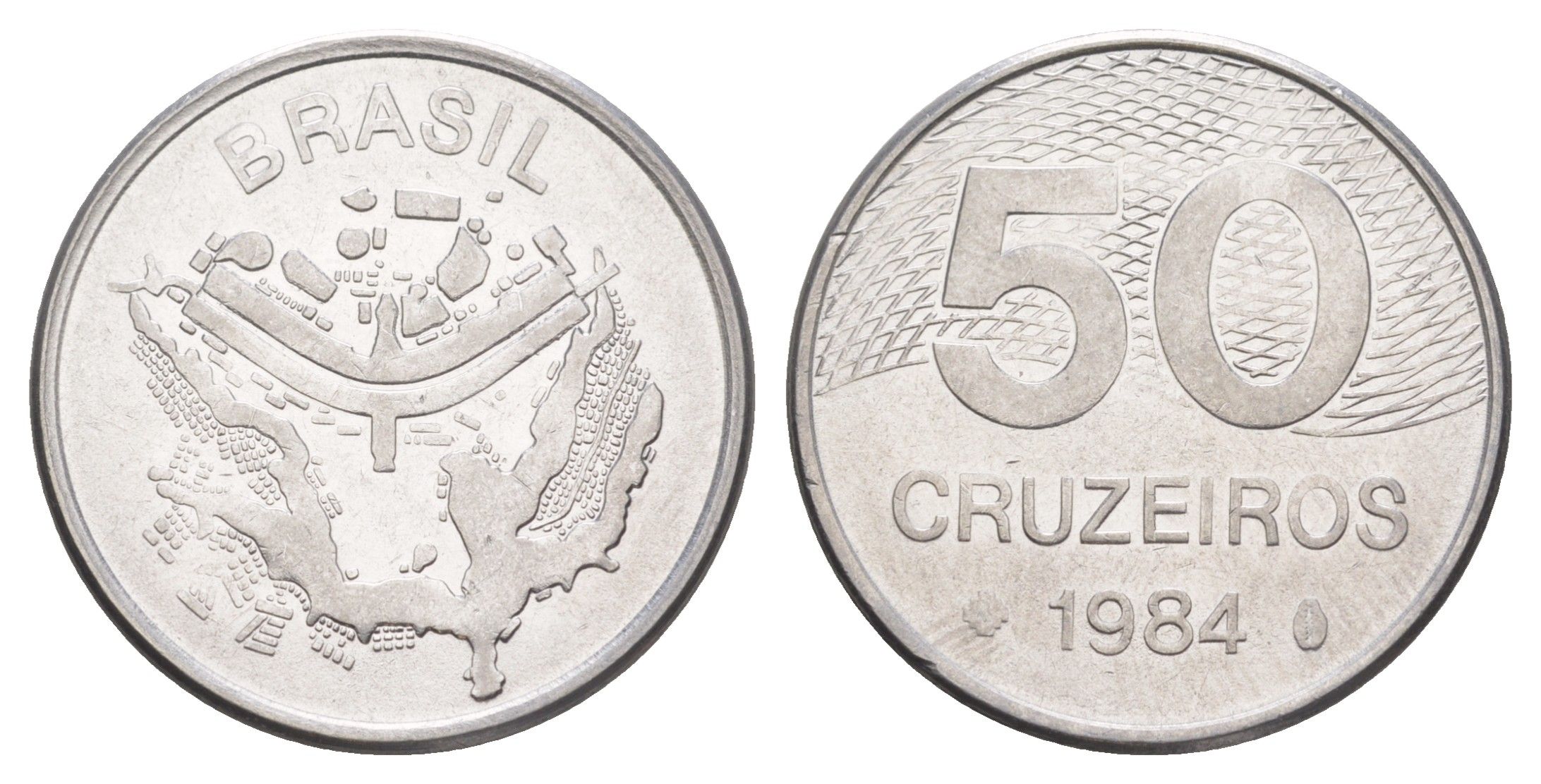 Бразилия 50 крузейро 1984 KM 594.1 нержавеющая сталь UNC 4642-1234