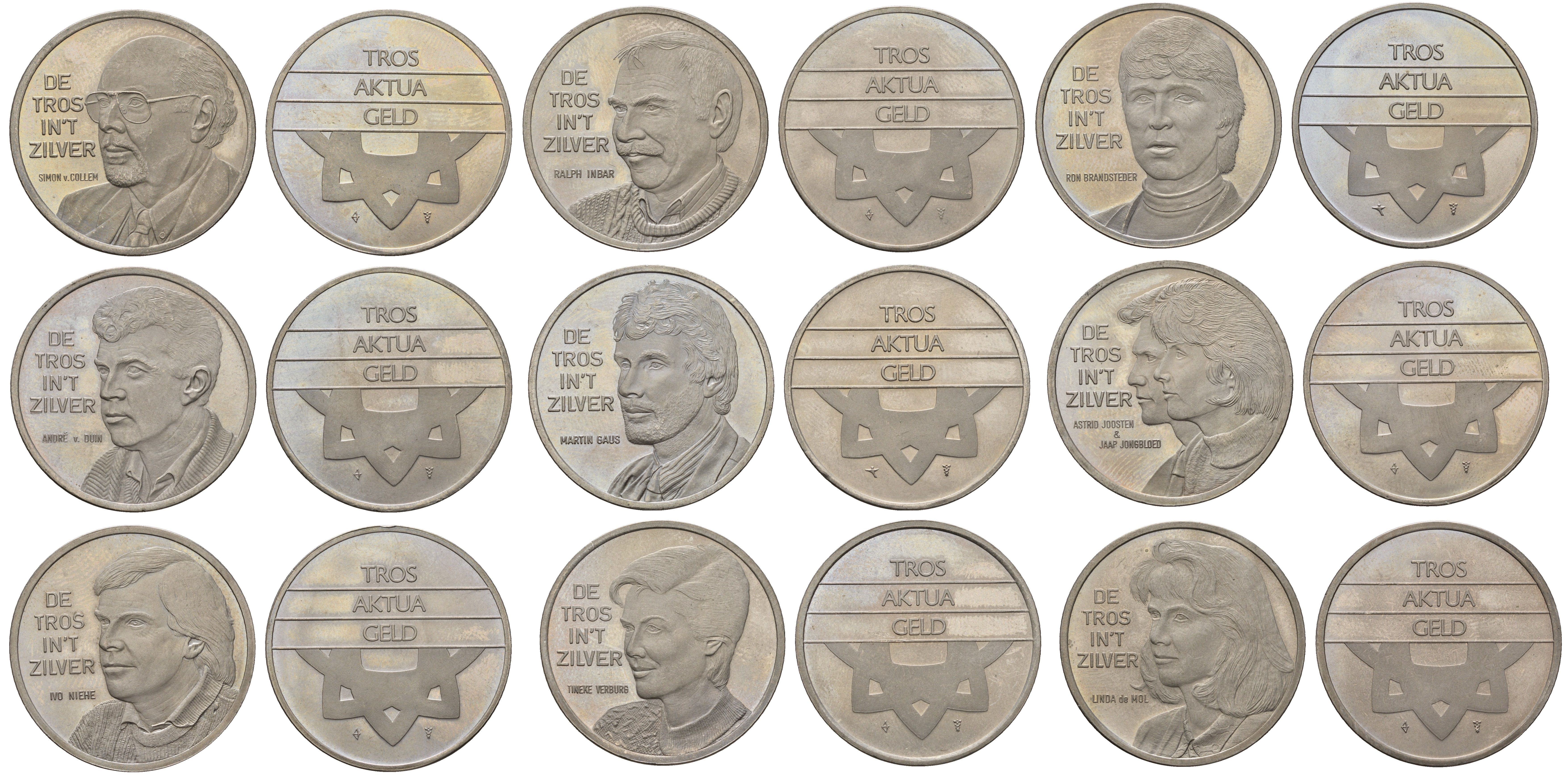 Нидерланды набор из 9 жетонов De Tros in 't Zilver 1989 медно-никель 4672-1221-1225