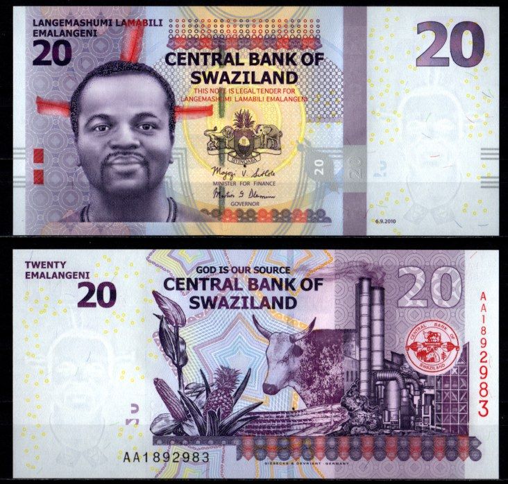 Свазиленд 20 эмалангени 2010 Pick 37 a бумага UNC (пресс) 7214-38-3-1