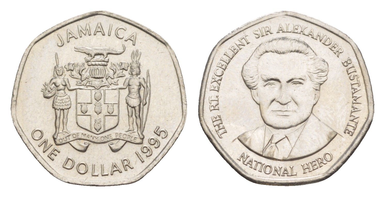 Ямайка 1 доллар 1995 Александр Бустаманте KM 164 сталь плакированная никелем UNC 4643-126