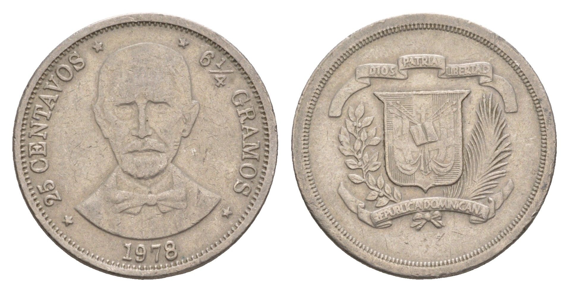 Доминиканская Республика (Доминикана) 25 сентаво 1978 KM 51 медно-никель 4654-625