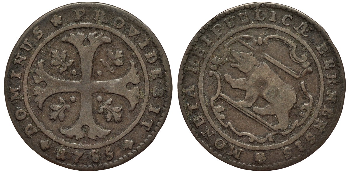 Швейцария, Берн 1/2 батцен 1785 HMZ 2-226w бронза 441-1514