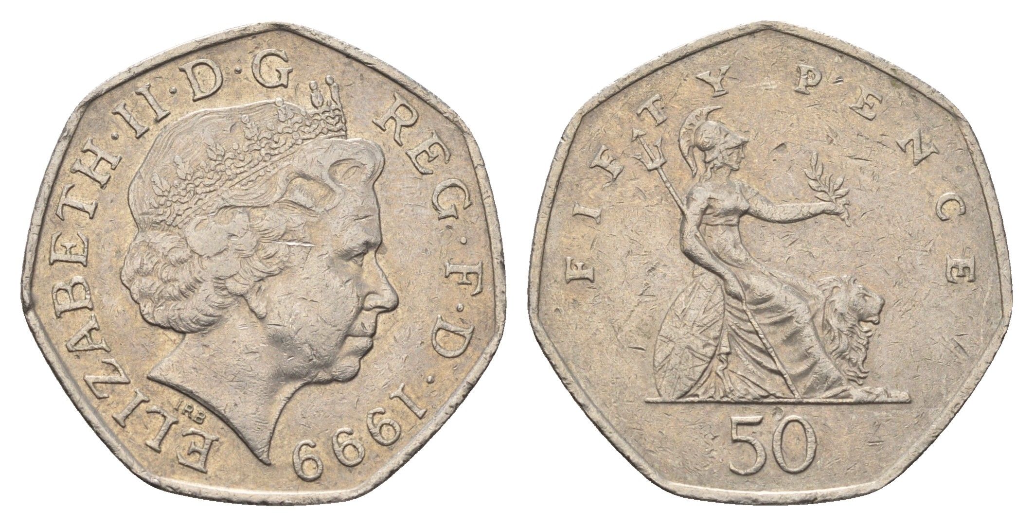 Великобритания 50 пенсов 1999 Елизавета II (1952-2022) KM 991, Spink 4610 (H8) медно-никель 4695-714