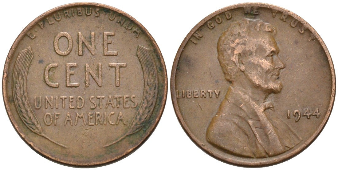 США 1 цент 1944 Линкольн KM А132 бронза 192-949