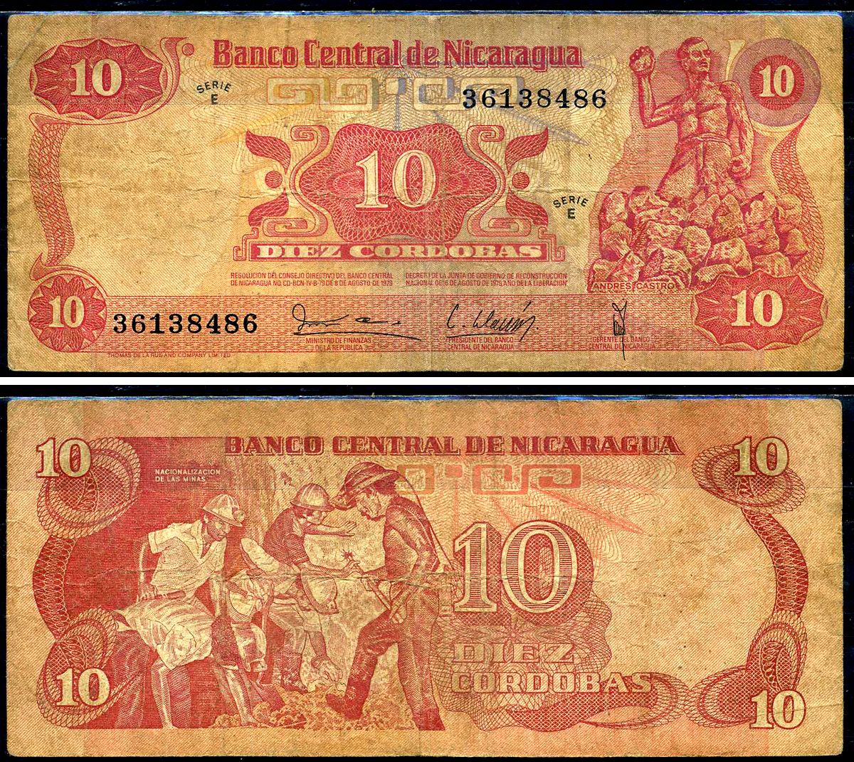 Никарагуа 10 кордоба 1979  Pick 134  бумага   2119-47-2-2