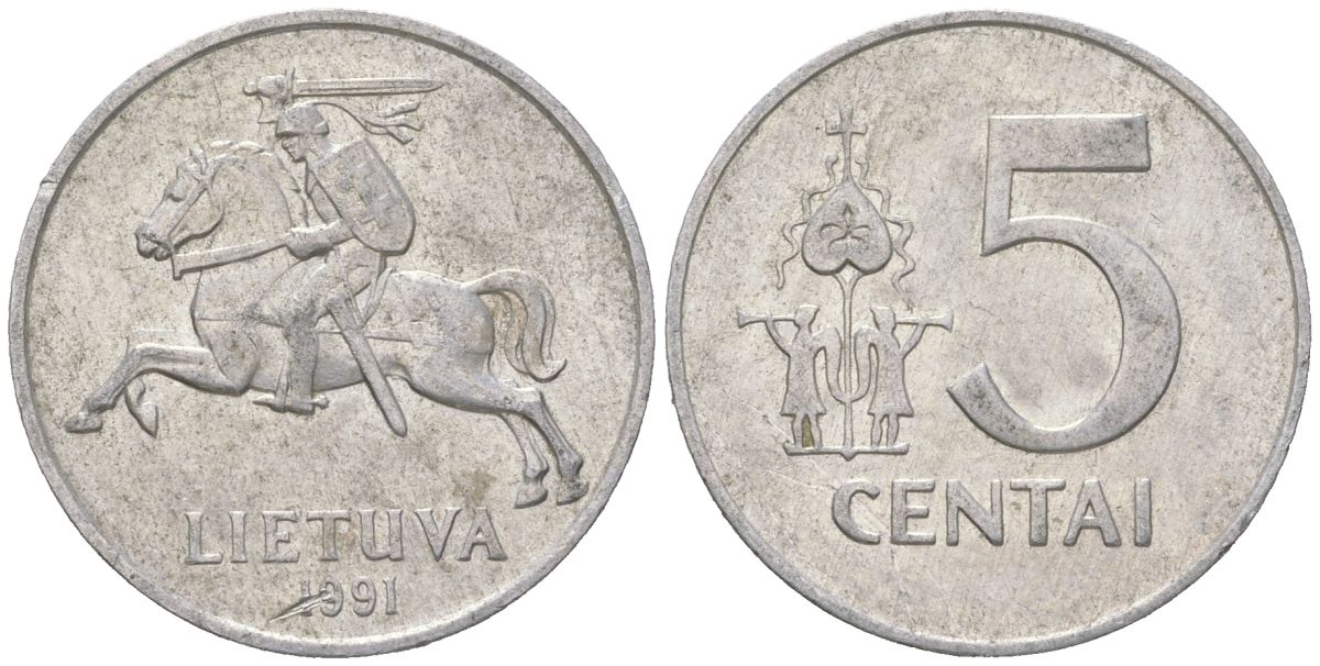 Литва 5 центов 1991 KM 87 алюминий 4616-1126