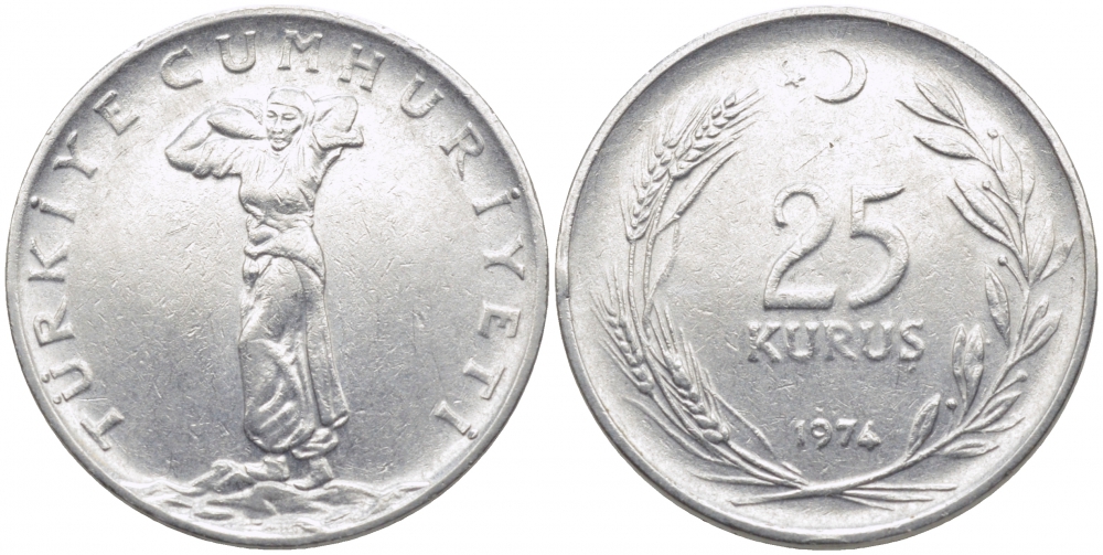 ТУРЦИЯ 25 КУРУШЕЙ 1974 KM 892.3 сталь 3856-834