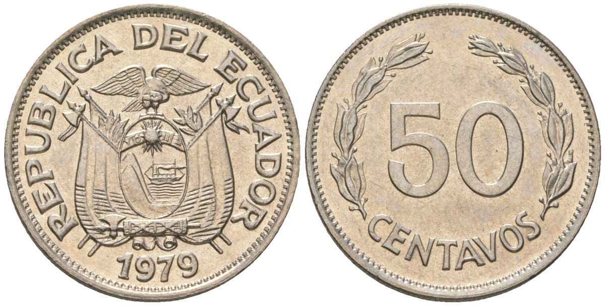 Эквадор 50 сентаво 1979 KM 81 сталь плакированная никелем aUNC 4511-237