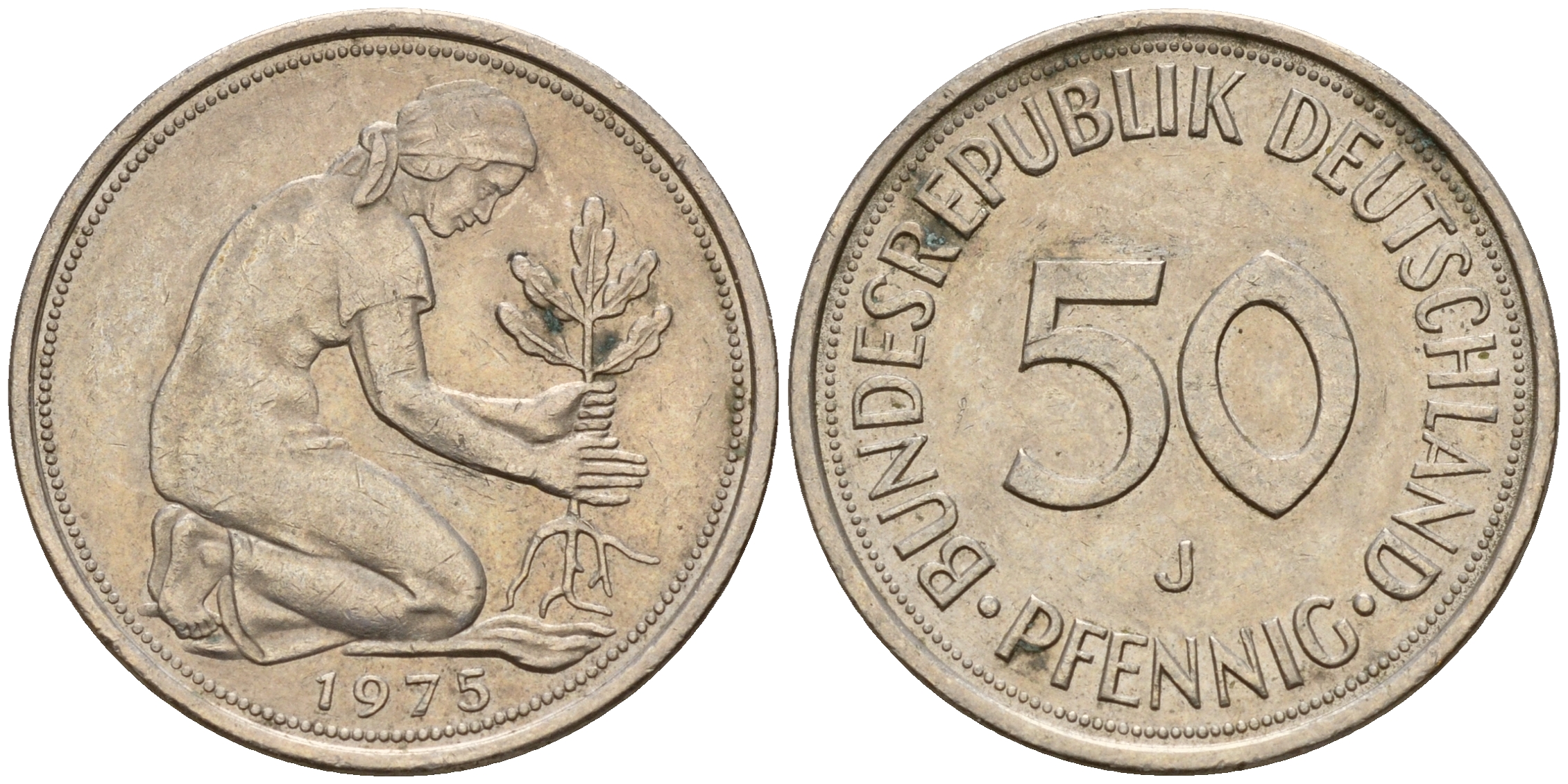 ФРГ 50 пфеннигов 1975 J J.384 KM 109.2 медно-никель    4602-728