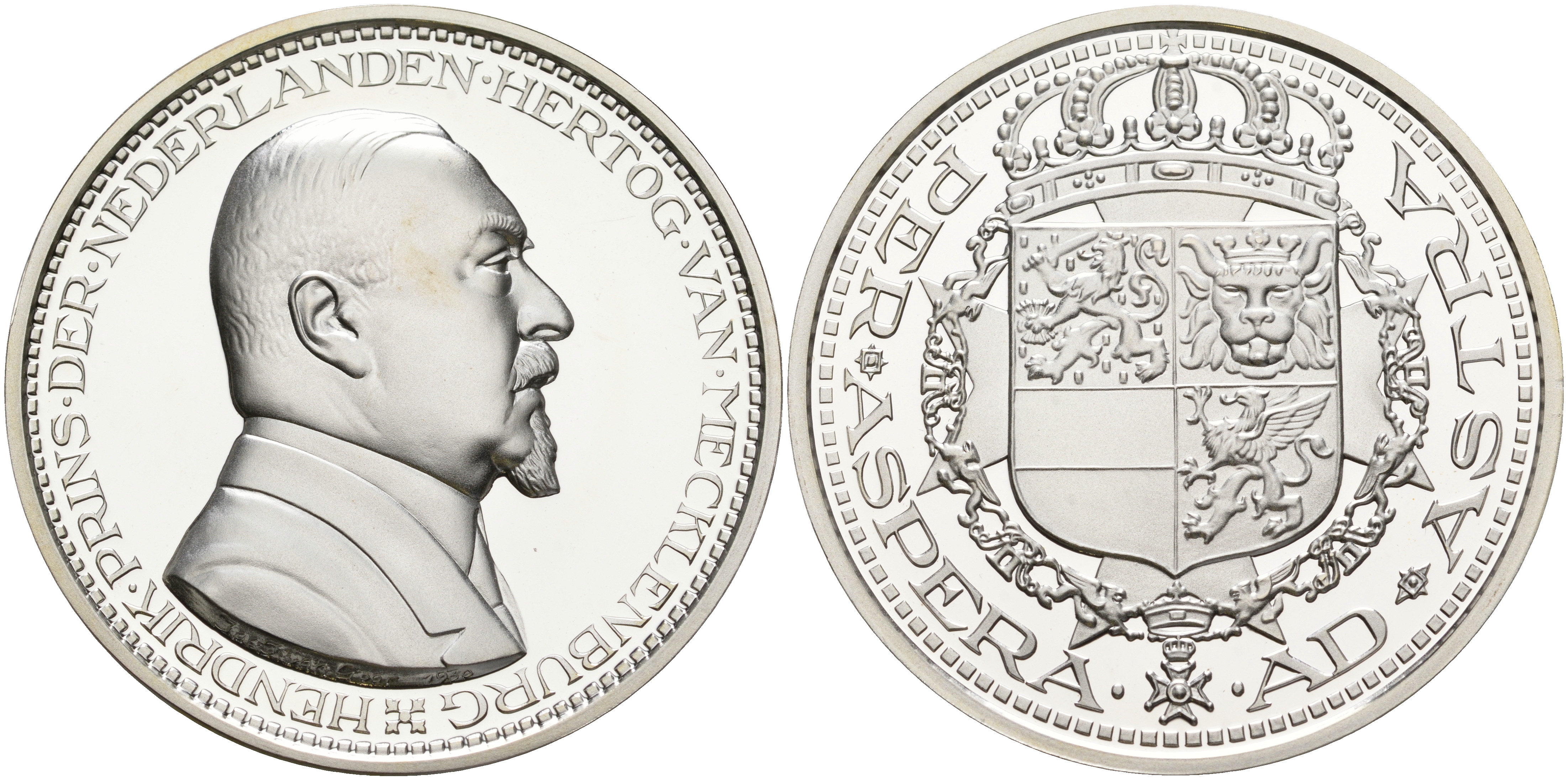 Нидерланды медаль ND Принц Нидерландский и герцог Мекленбургский Хендрик  серебро  PROOF  11-132-12