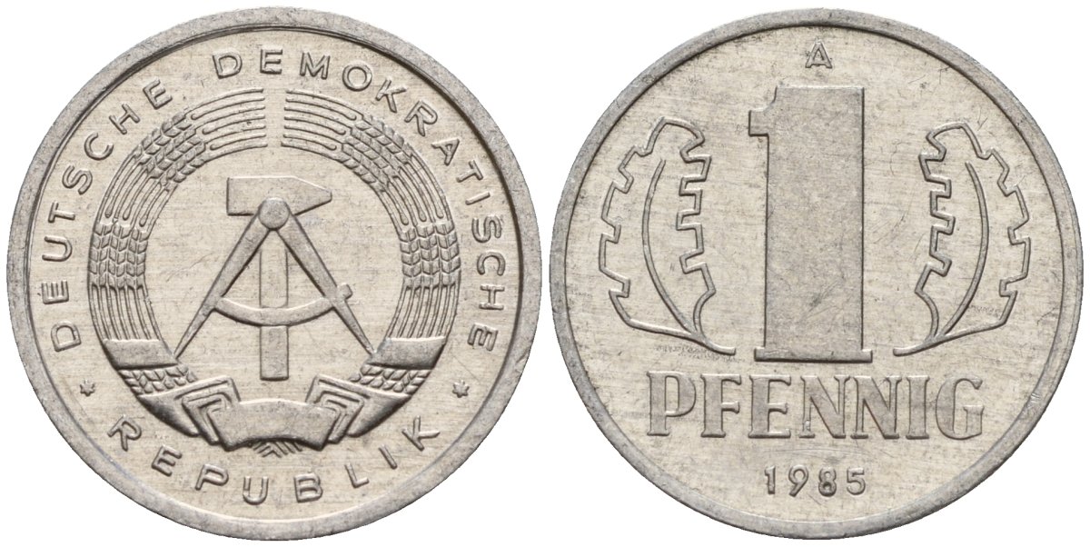 ГДР 1 пфенниг 1985 A KM 8.2 алюминий 192-319