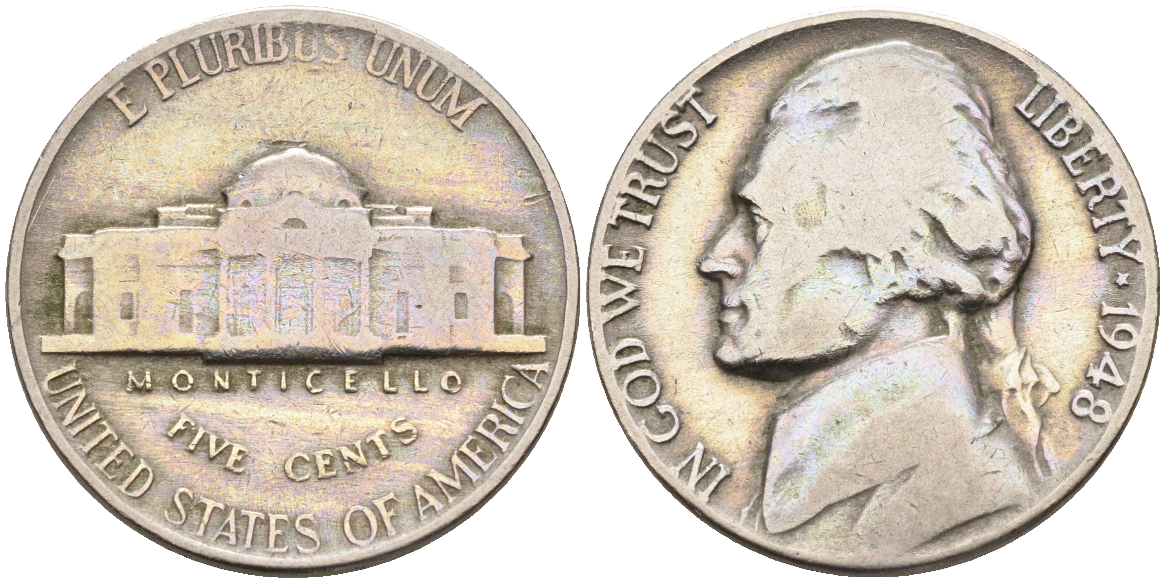 США 5 центов 1948 Джеферсон KM А192 медно-никель 4589-115