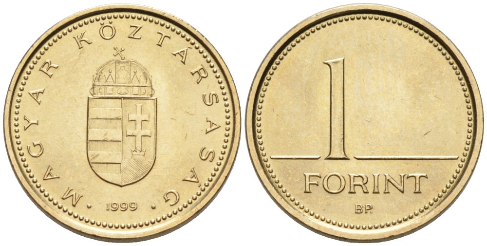 Венгрия 1 форинт 1999 KM 692 латунь 4567-851