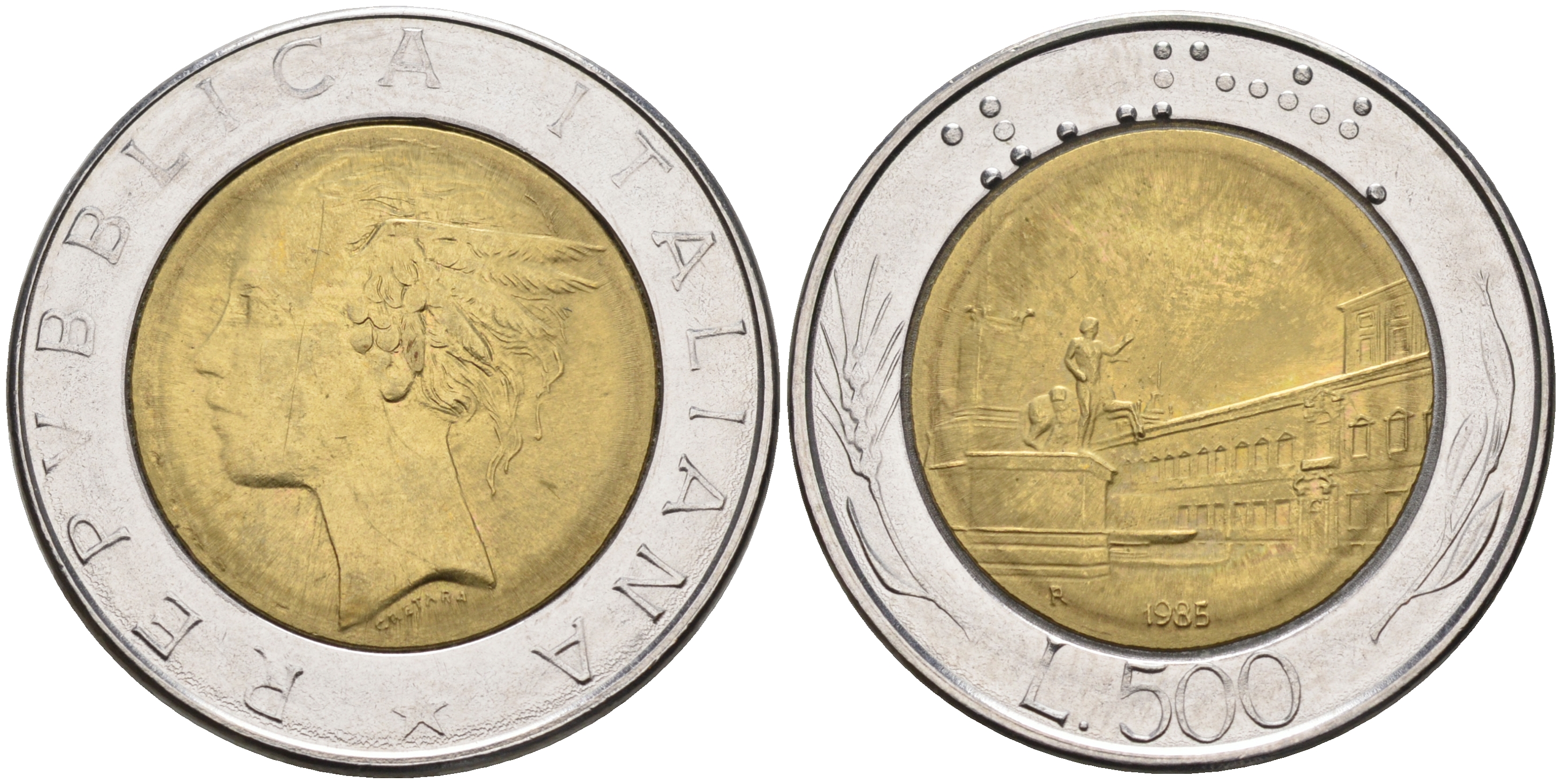 Италия 500 лир 1985 R KM 111 биметалл 4116-433