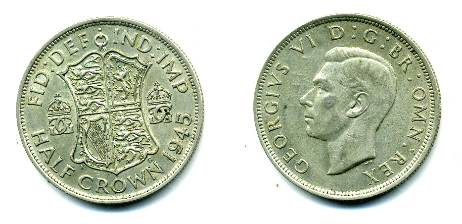 Великобритания 1/2 кроны 1945 Георг VI (1936-1952) KM 856, Spink 4080 серебро 89-1215