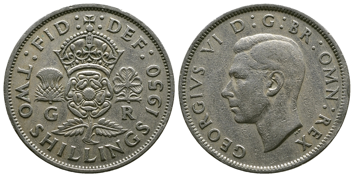 Великобритания 2 шиллинга (флорин) 1950 Георг VI (1936-1952) KM 878, Spink 4107 медно-никель 4607-716