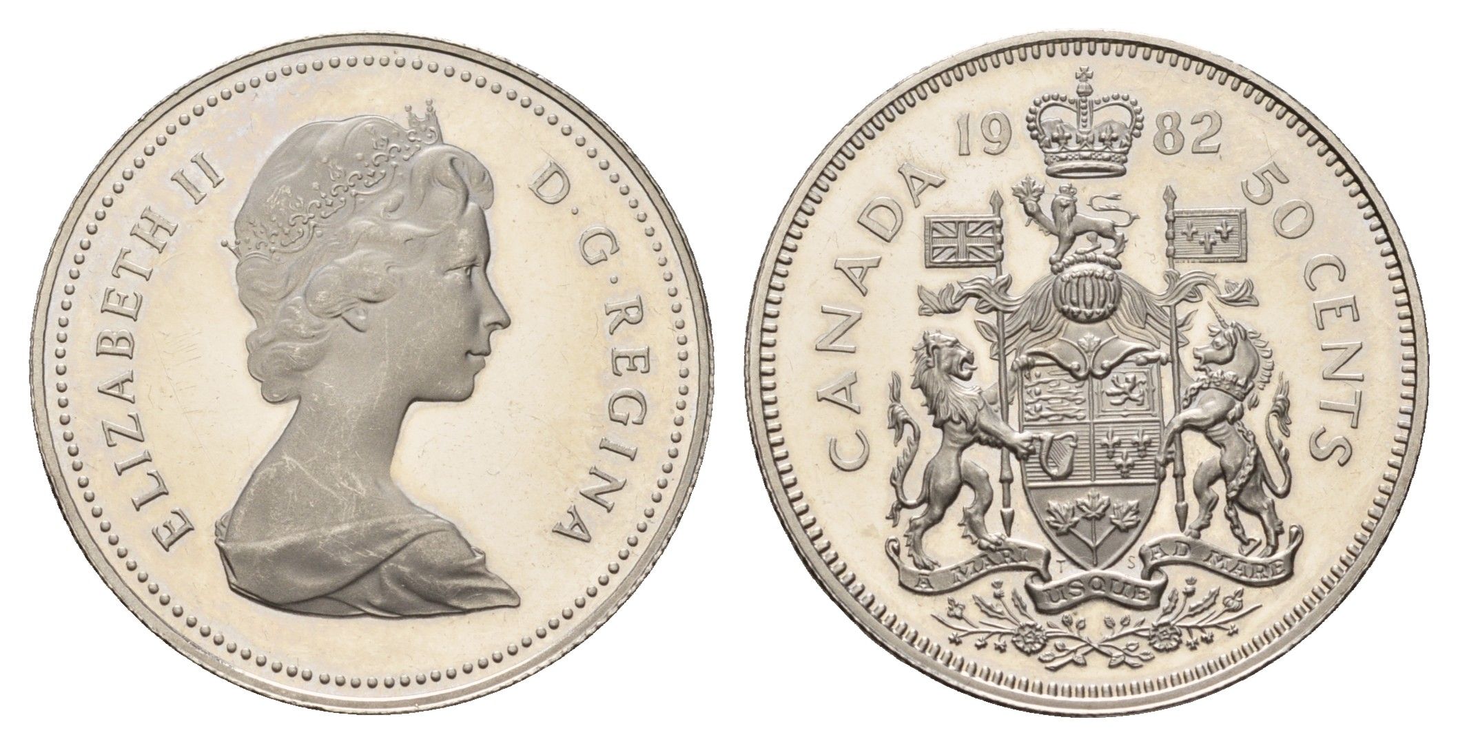 Канада 50 центов 1982 Елизавета II (1952-2022), герб KM 75.3 никель PROOF 413-4743