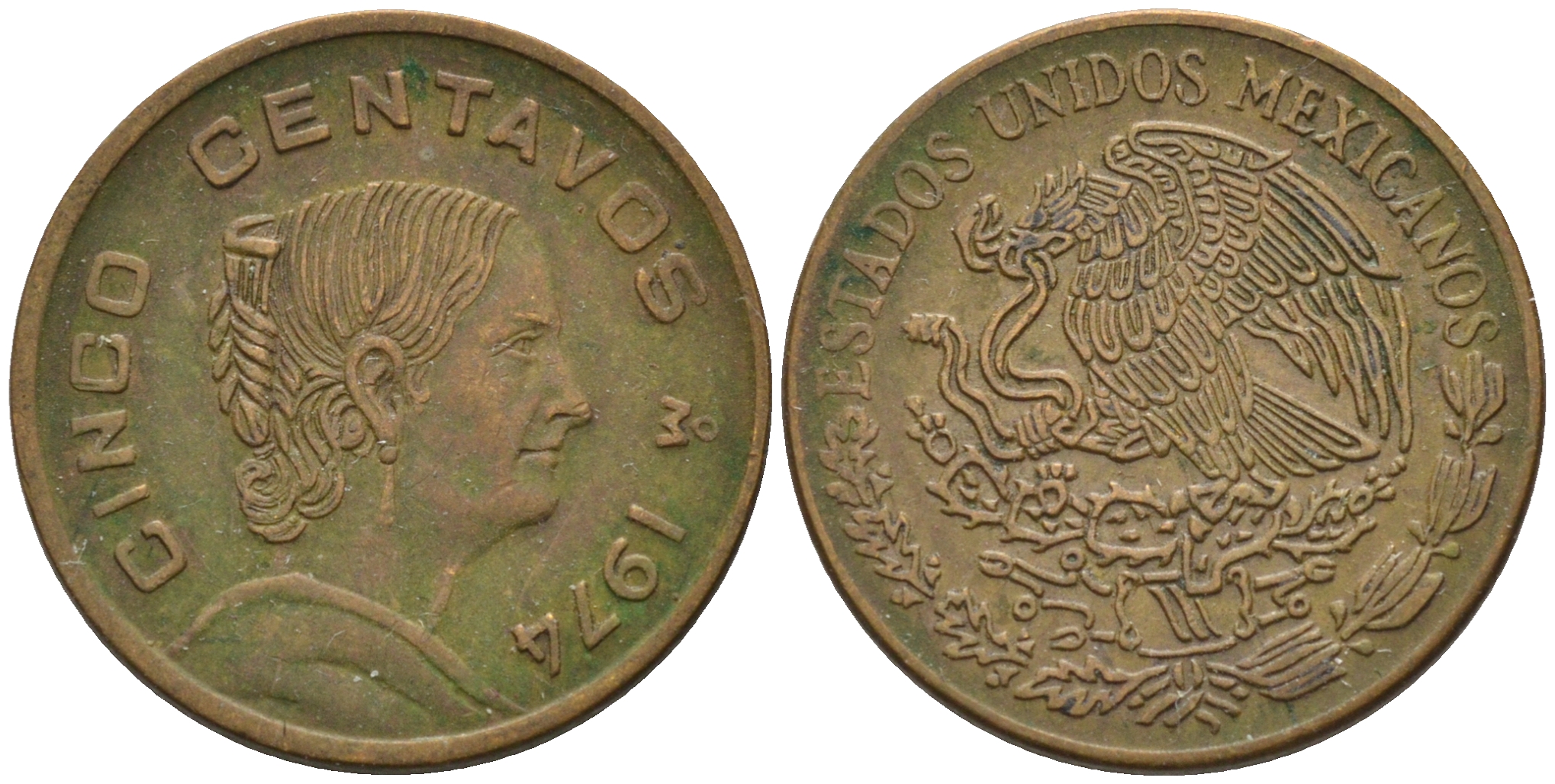 Мексика 5 сентаво 1974 Жозефа Ортис де Домингес KM 427 латунь 4588-261