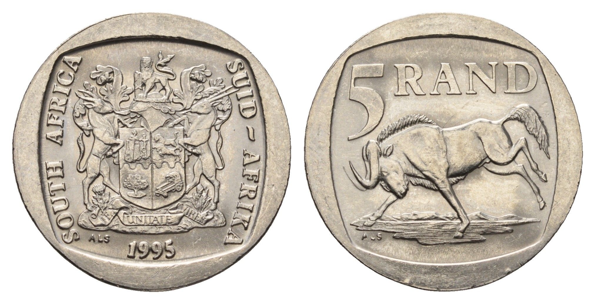 ЮАР 5 рандов 1995 KM 140 медь плакированная никелем 4693-416