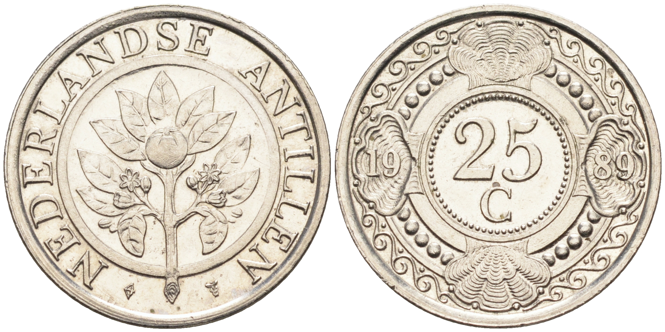 Нидерландские Антилы 25 центов 1989 Беатрикс (1980-2013) KM 35 сталь плакированная никелем 4169-4182141