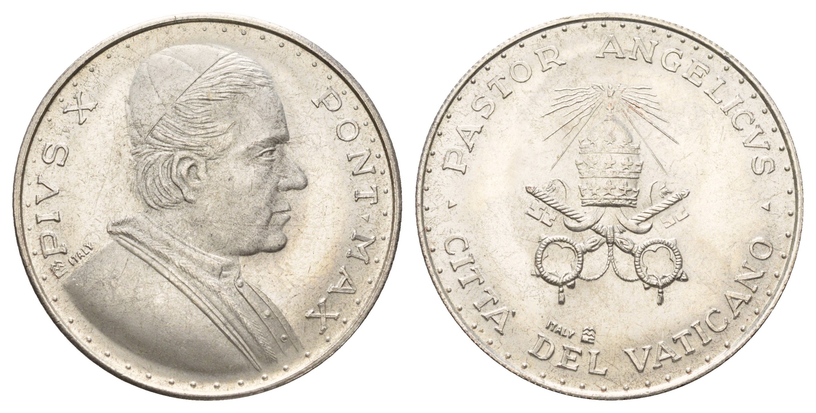 Ватикан медаль "Пий X" ND (1975) диаметр 35 мм, вес 16,2 гр бронза плакированная серебро 4120-535