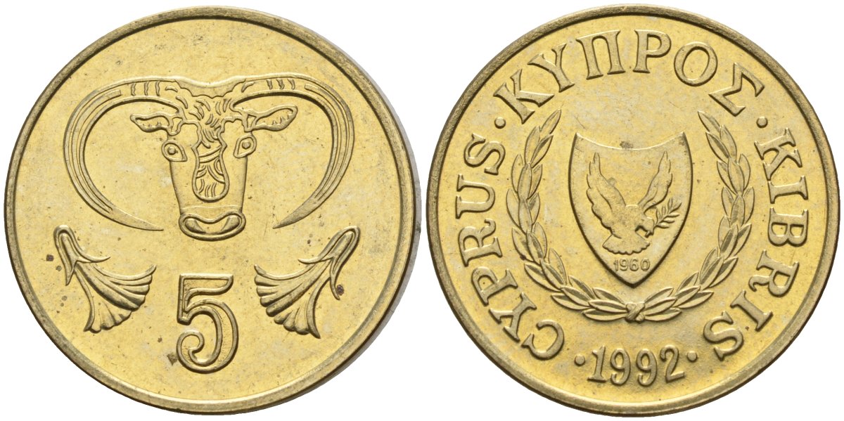 Кипр 5 центов 1992 KM 55.3 никель латунь 4141-1023