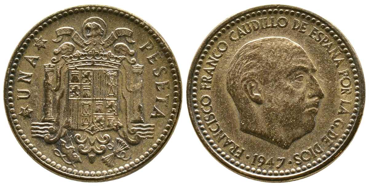 Испания 1 песета 1947 (53) Франсиско Франко (1939-1975) KM 775 алюминиевая бронза 4385-1057