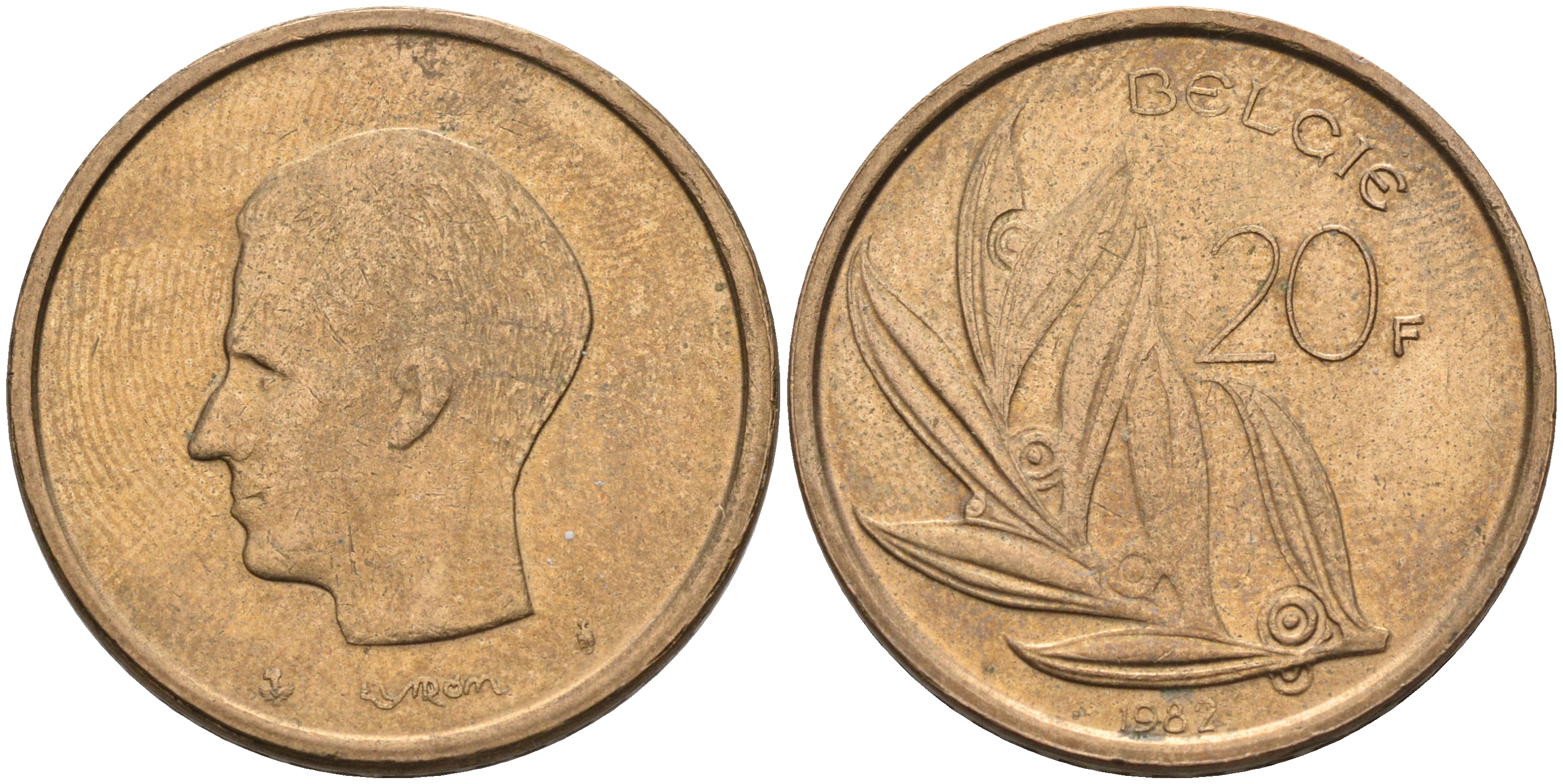 Бельгия 20 франков 1982 Belgie, Бодуэн I (1951-1993) KM 160 никель бронза    4595-622