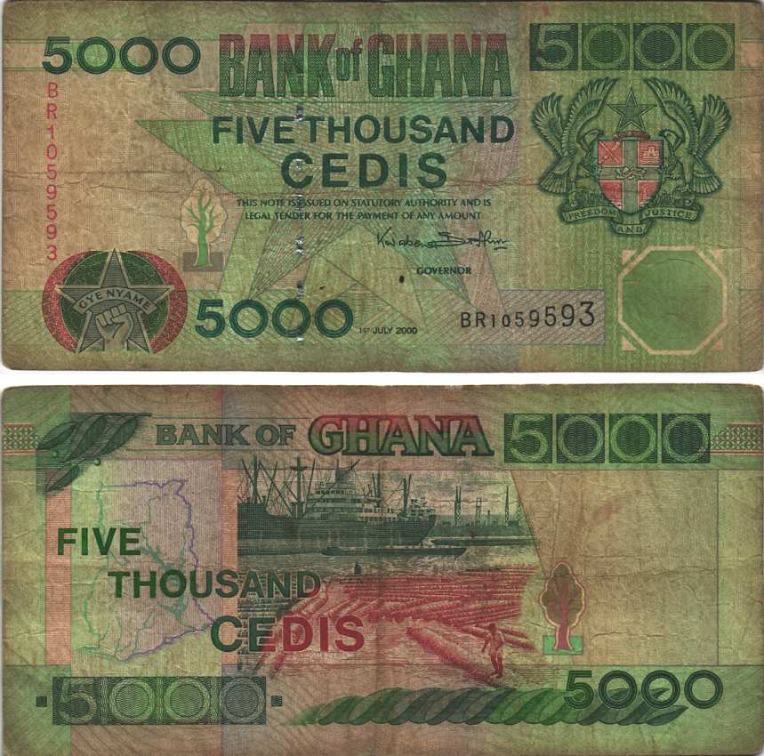 ГАНА 5000 СЕДИ 2000 1 ИЮЛЯ 2000 Pick 34e бумага 7116-21-2-2