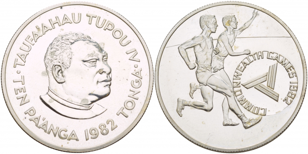 Тонга 10 паанга 1982 игры содружества, тираж 500 экземпляров KM 78 серебро UNC 02-109-14