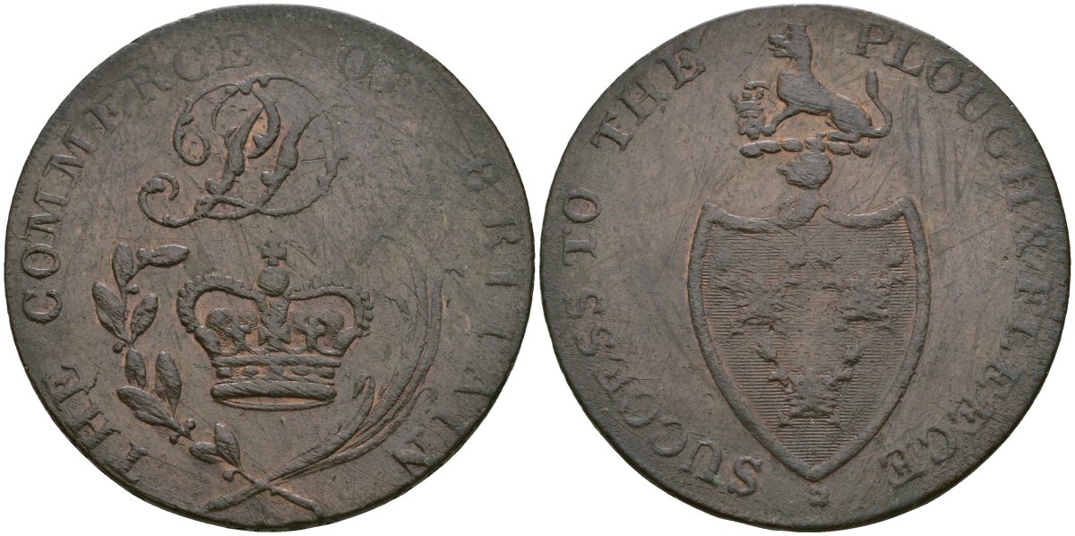 Великобритания, Стаффордшир 1/2 пенни 1797 Стаффорд, токены Кондера Dalton & Hamer 20 медь 1529-932