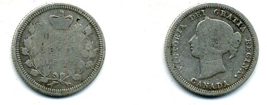 КАНАДА 5 ЦЕНТОВ 18?? ВИКТОРИЯ серебро 46-2438