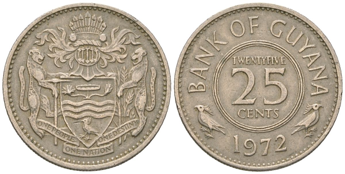 Гайана 25 центов 1972 KM 34 медно-никель 4121-122
