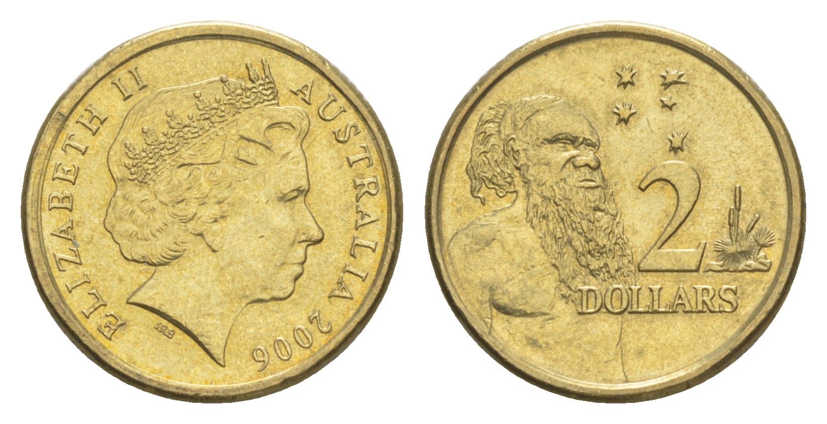 Австралия 2 доллара 2006 абориген, Елизавета II (1952-2022) KM 406 алюминиевая бронза 4588-829