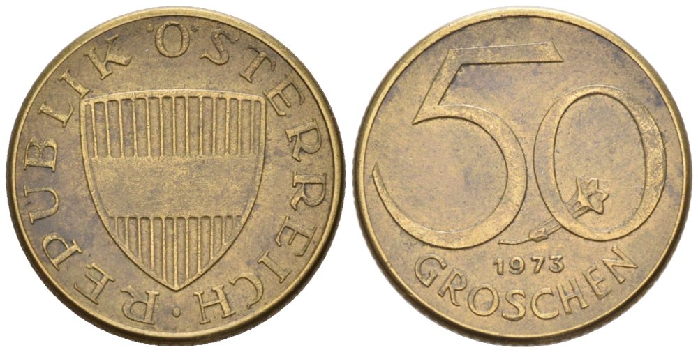 Австрия 50 грошей 1973 KM 2885 алюминиевая бронза 4576-913