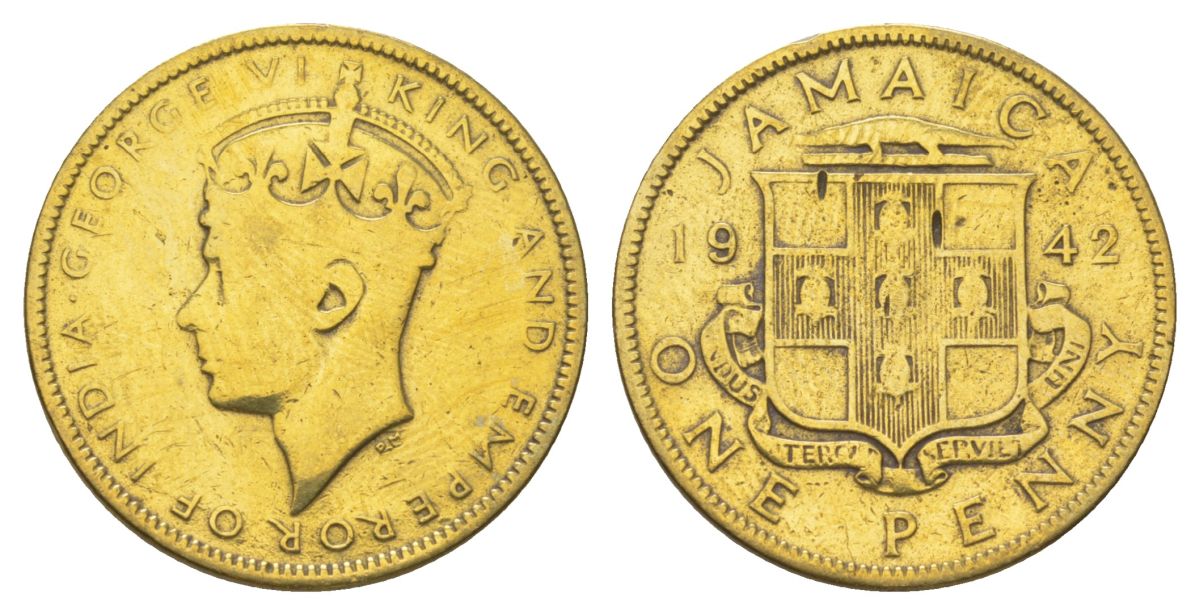 Ямайка 1 пенни 1942 KM 32 никель латунь 4628-457