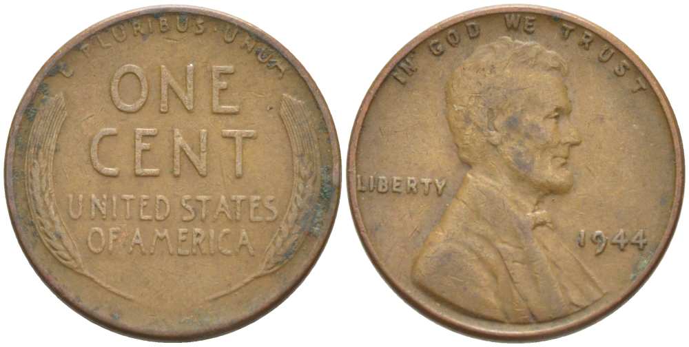 США 1 ЦЕНТ 1944 ЛИНКОЛЬН KM А132 медь цинк 218-451