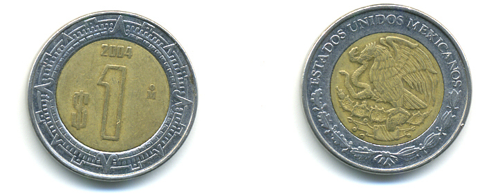 Мексика 1 песо 2004 KM 603 биметалл 176-1243